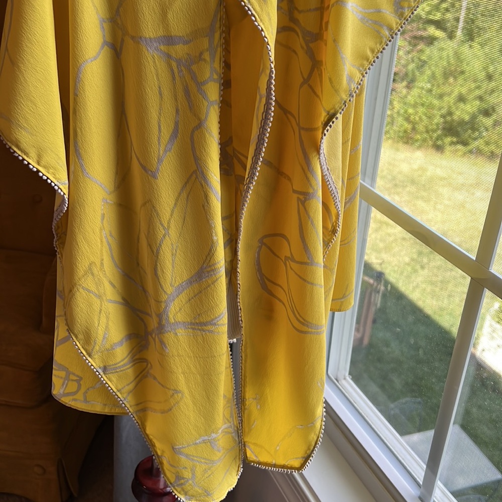 EUC Halston Heritage Popover Floral Print Sunshine Yellow Camisole Blouse - XL - Picture 8 of 17